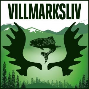 Logoen til Podkasten Villmarksliv. Ørret og gevir.